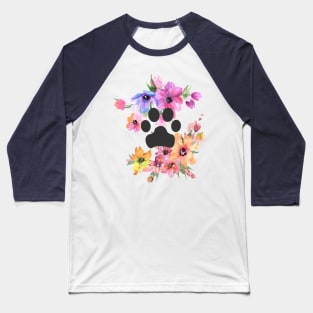 Cat Paws and Flowers Baseball T-Shirt